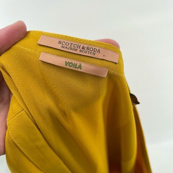 Scotch & Soda mustard gold yellow sheath dress v neck small EUC - Picture 9 of 13